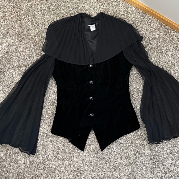 Elegant Black Sheer Sleeve Top - Picture 9 of 9